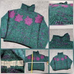 VTG Tony Lambert Women S Small Wool Mohair Knit Leaf Rollneck Turtleneck Sweater